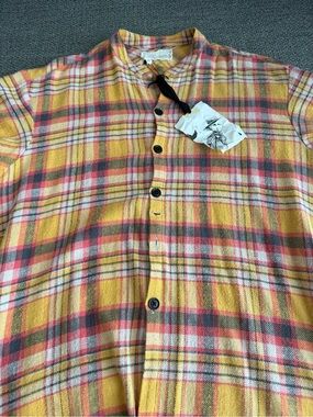Greg Lauren Men's Yellow Plaid Button-Up Shirt NWT 100% Authentic